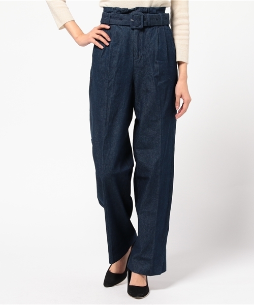 one after another NICE CLAUP（ワンアフターアナザーナイスクラップ）の「【ナイスクラップ】センタープレスベルト付きパンツ（その他パンツ・レディース・ベージュ/ネイビー/ブルー・FREE）」の18枚目の写真