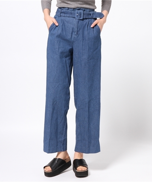 one after another NICE CLAUP（ワンアフターアナザーナイスクラップ）の「【ナイスクラップ】センタープレスベルト付きパンツ（その他パンツ・レディース・ベージュ/ネイビー/ブルー・FREE）」の3枚目の写真