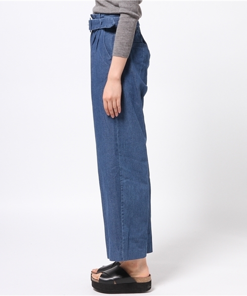 one after another NICE CLAUP（ワンアフターアナザーナイスクラップ）の「【ナイスクラップ】センタープレスベルト付きパンツ（その他パンツ・レディース・ベージュ/ネイビー/ブルー・FREE）」の5枚目の写真