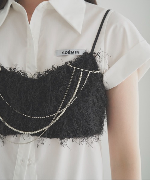 SOEMIN(ソミン)の「Cuffed short sleeve shirt/ロールアップ半袖シャツ(シャツ/ブラウス・レディース・ブラック/ベージュ/ホワイト・FREE)」の8枚目の写真