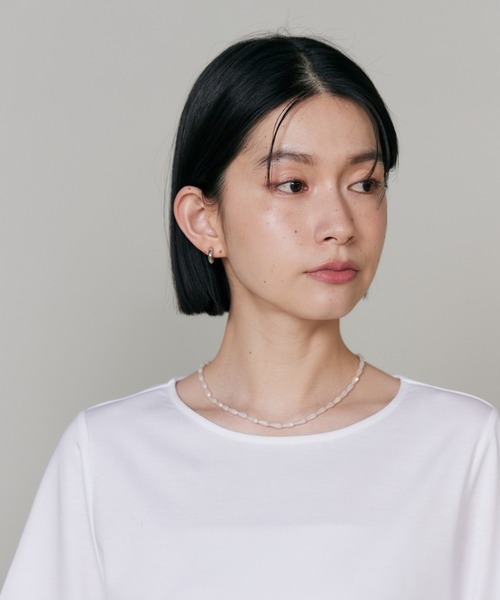 I.T.'S international(イッツインターナショナル)の「スーピマコットン ペプラムギャザープルオーバー(Tシャツ/カットソー・レディース・ダークブラウン/ネイビー/ホワイト・フリー)」の7枚目の写真