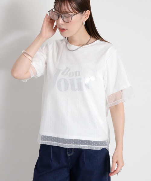 cepo（セポ）の「ドットチュールレイヤードショートスリーブTee（Tシャツ/カットソー・レディース・ホワイト系その他/ブラック系その他・M）」の2枚目の写真