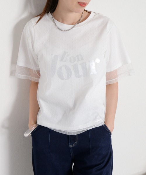 cepo（セポ）の「ドットチュールレイヤードショートスリーブTee（Tシャツ/カットソー・レディース・ホワイト系その他/ブラック系その他・M）」の21枚目の写真