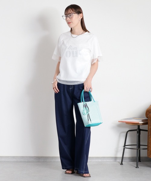 cepo（セポ）の「ドットチュールレイヤードショートスリーブTee（Tシャツ/カットソー・レディース・ホワイト系その他/ブラック系その他・M）」の20枚目の写真