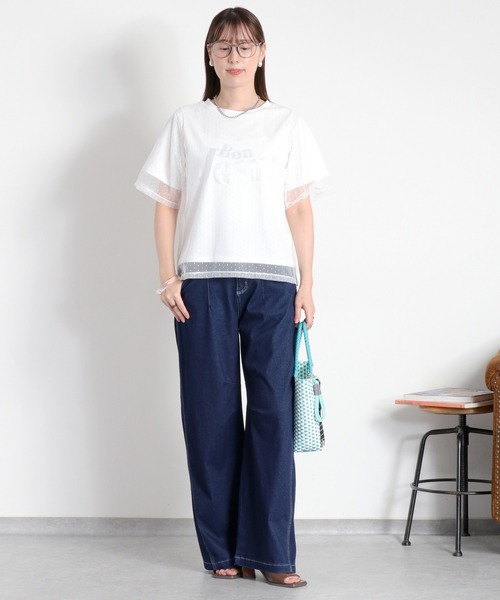 cepo（セポ）の「ドットチュールレイヤードショートスリーブTee（Tシャツ/カットソー・レディース・ホワイト系その他/ブラック系その他・M）」の16枚目の写真