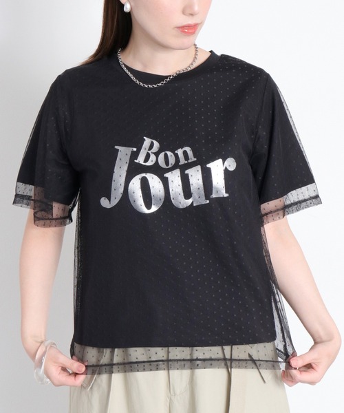 cepo（セポ）の「ドットチュールレイヤードショートスリーブTee（Tシャツ/カットソー・レディース・ホワイト系その他/ブラック系その他・M）」の9枚目の写真