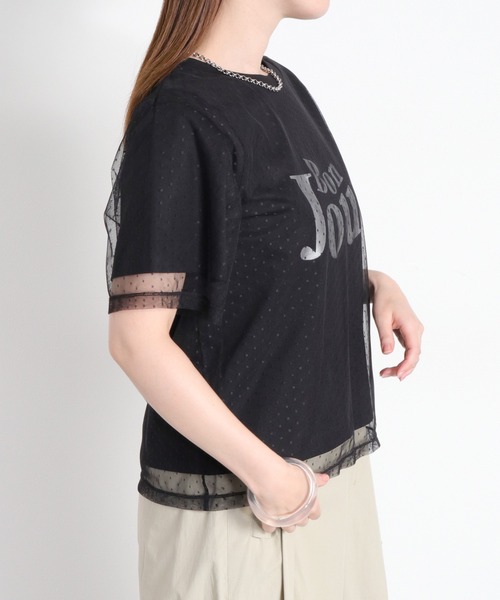 cepo（セポ）の「ドットチュールレイヤードショートスリーブTee（Tシャツ/カットソー・レディース・ホワイト系その他/ブラック系その他・M）」の12枚目の写真
