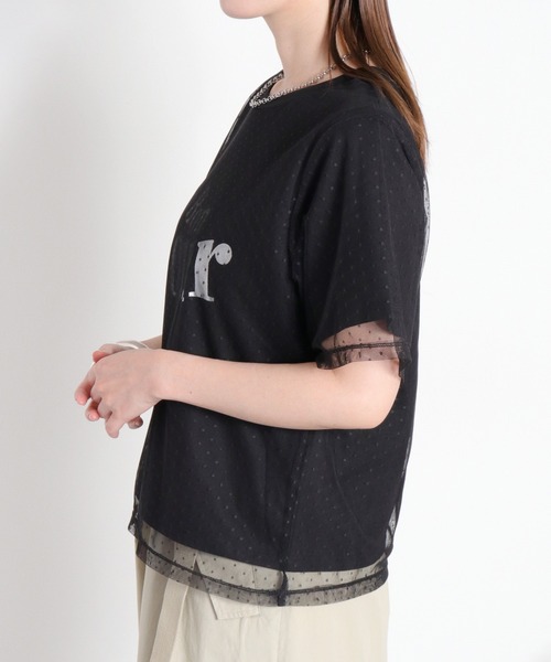 cepo（セポ）の「ドットチュールレイヤードショートスリーブTee（Tシャツ/カットソー・レディース・ホワイト系その他/ブラック系その他・M）」の10枚目の写真