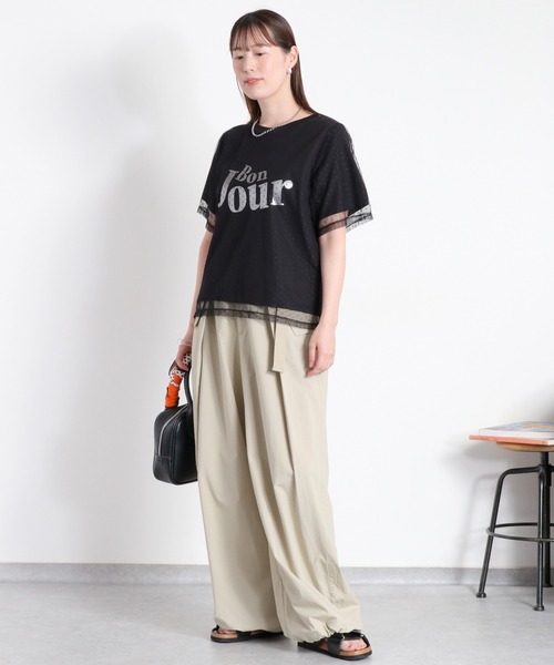cepo（セポ）の「ドットチュールレイヤードショートスリーブTee（Tシャツ/カットソー・レディース・ホワイト系その他/ブラック系その他・M）」の4枚目の写真
