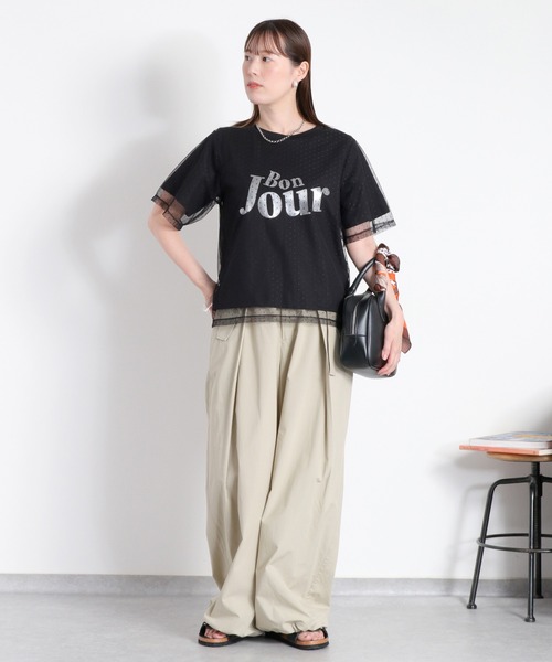 cepo（セポ）の「ドットチュールレイヤードショートスリーブTee（Tシャツ/カットソー・レディース・ホワイト系その他/ブラック系その他・M）」の8枚目の写真