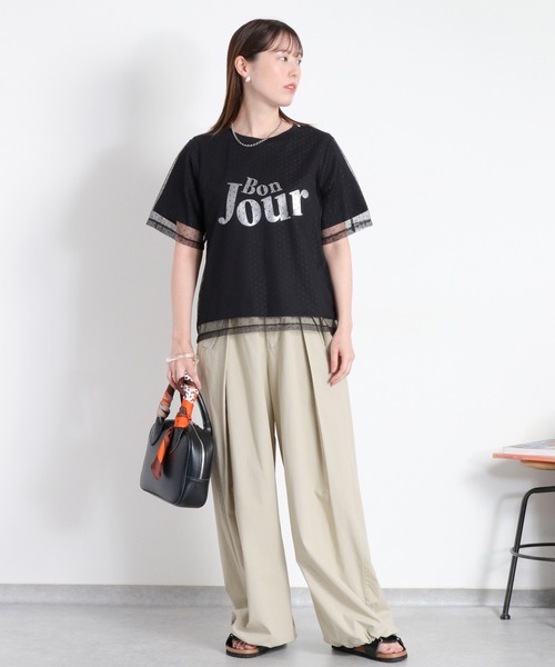 cepo（セポ）の「ドットチュールレイヤードショートスリーブTee（Tシャツ/カットソー・レディース・ホワイト系その他/ブラック系その他・M）」の3枚目の写真