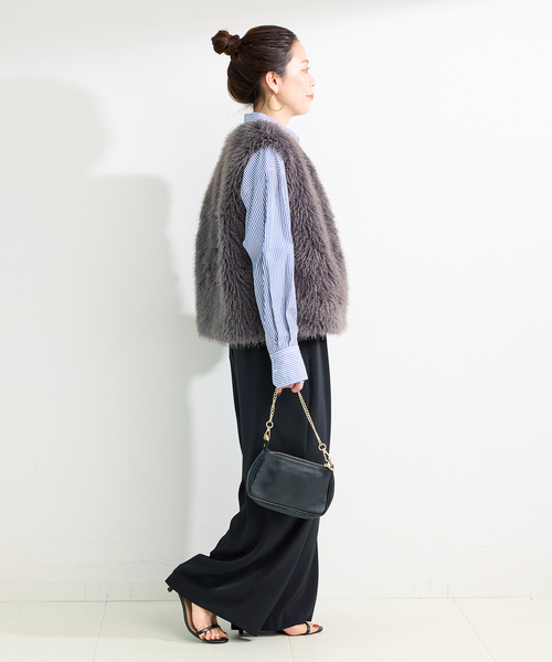 B.C STOCK（ベーセーストック）の「FUR VEST（ベスト・レディース・グレー/ベージュ/アイボリー・FREE）」の5枚目の写真