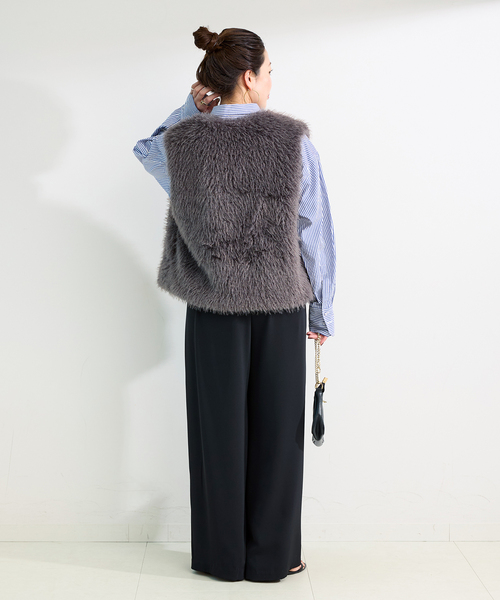 B.C STOCK（ベーセーストック）の「FUR VEST（ベスト・レディース・グレー/ベージュ/アイボリー・FREE）」の7枚目の写真