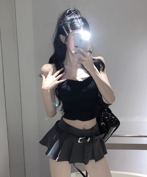 Ressaca（レサーカ）の「ベルト付きプリーツミニスカート（スカート・レディース・ブラック/グレー・M）」の6枚目の写真