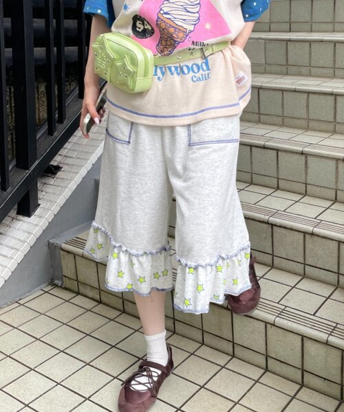 HELLO.SANFRANCISCO(ハローサンフランシスコ)の「【HELLO.SANFRANCISCO】裾フリル星柄スウェットハーフパンツ(その他パンツ・レディース・ライトグレー/グレー・ONE SIZE)」の15枚目の写真