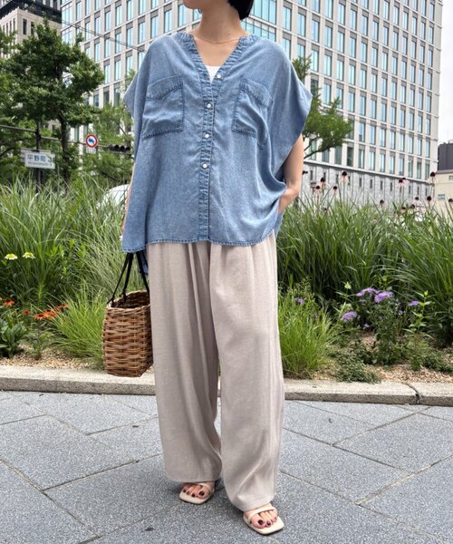 Jena espace merveilleux(ジェナ エスパスメルヴェイユ)の「リネンタッチワイドパンツ(その他パンツ・レディース・ベージュ/ライトグレー・FREE)」の3枚目の写真
