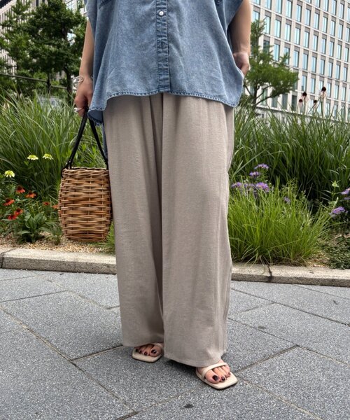 Jena espace merveilleux(ジェナ エスパスメルヴェイユ)の「リネンタッチワイドパンツ(その他パンツ・レディース・ベージュ/ライトグレー・FREE)」の4枚目の写真