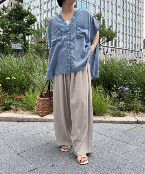 Jena espace merveilleux(ジェナ エスパスメルヴェイユ)の「リネンタッチワイドパンツ(その他パンツ・レディース・ベージュ/ライトグレー・FREE)」の5枚目の写真
