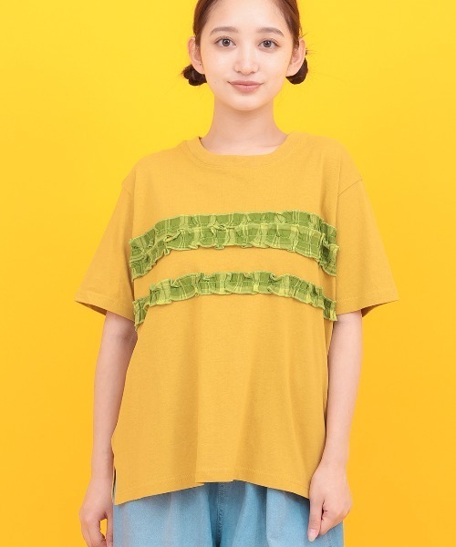 チチカカ(チチカカ)の「Orale! カラーチェックラインTシャツ(Tシャツ/カットソー・レディース・ホワイト/イエロー/グリーン・FREE)」の3枚目の写真