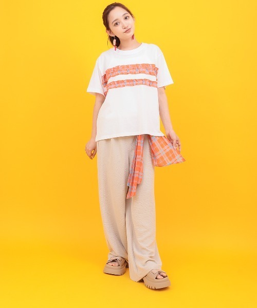 チチカカ(チチカカ)の「Orale! カラーチェックラインTシャツ(Tシャツ/カットソー・レディース・ホワイト/イエロー/グリーン・FREE)」の8枚目の写真