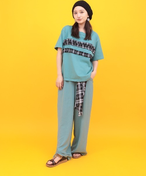 チチカカ(チチカカ)の「Orale! カラーチェックラインTシャツ(Tシャツ/カットソー・レディース・ホワイト/イエロー/グリーン・FREE)」の7枚目の写真