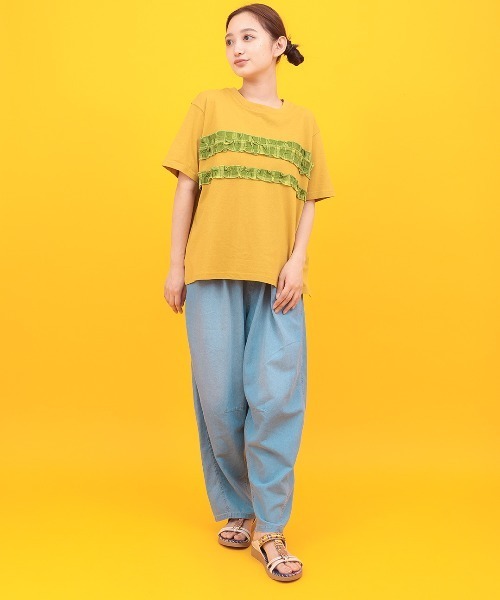 チチカカ(チチカカ)の「Orale! カラーチェックラインTシャツ(Tシャツ/カットソー・レディース・ホワイト/イエロー/グリーン・FREE)」の6枚目の写真