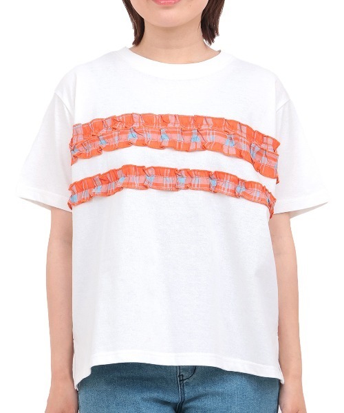 チチカカ(チチカカ)の「Orale! カラーチェックラインTシャツ(Tシャツ/カットソー・レディース・ホワイト/イエロー/グリーン・FREE)」の5枚目の写真