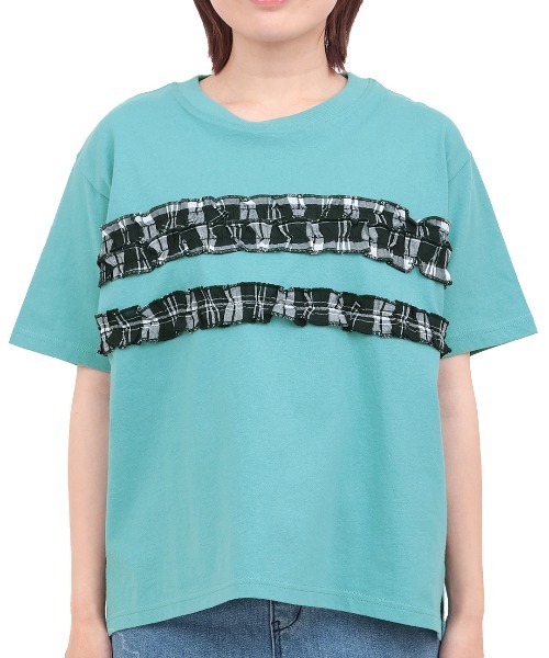 チチカカ(チチカカ)の「Orale! カラーチェックラインTシャツ(Tシャツ/カットソー・レディース・ホワイト/イエロー/グリーン・FREE)」の4枚目の写真