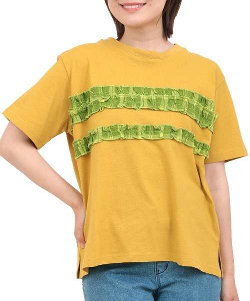 チチカカ(チチカカ)の「Orale! カラーチェックラインTシャツ(Tシャツ/カットソー・レディース・ホワイト/イエロー/グリーン・FREE)」の19枚目の写真