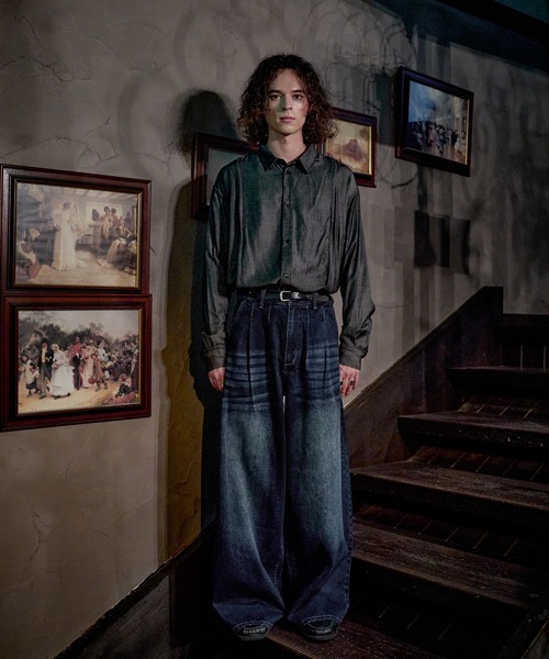 CASPER JOHN(キャスパージョン)の「Wool mix baggy denim pants/ウールミックスバギーデニムパンツ(デニムパンツ・メンズ・ブラック系/ライトインディゴブルー/ブラック系1/インディゴブルー・X-SMALL/MEDIUM/SMALL/LARGE)」の6枚目の写真