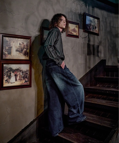 CASPER JOHN(キャスパージョン)の「Wool mix baggy denim pants/ウールミックスバギーデニムパンツ(デニムパンツ・メンズ・ブラック系/ライトインディゴブルー/ブラック系1/インディゴブルー・X-SMALL/MEDIUM/SMALL/LARGE)」の11枚目の写真