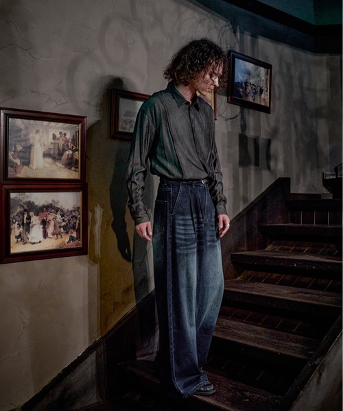 CASPER JOHN(キャスパージョン)の「Wool mix baggy denim pants/ウールミックスバギーデニムパンツ(デニムパンツ・メンズ・ブラック系/ライトインディゴブルー/ブラック系1/インディゴブルー・X-SMALL/MEDIUM/SMALL/LARGE)」の12枚目の写真