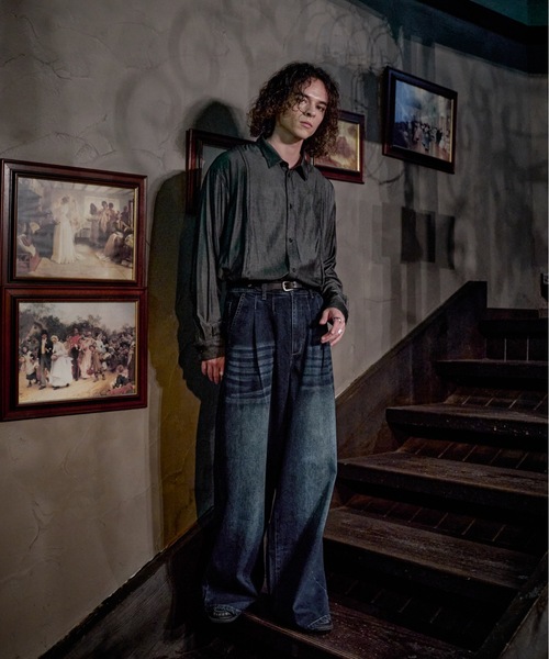 CASPER JOHN(キャスパージョン)の「Wool mix baggy denim pants/ウールミックスバギーデニムパンツ(デニムパンツ・メンズ・ブラック系/ライトインディゴブルー/ブラック系1/インディゴブルー・X-SMALL/MEDIUM/SMALL/LARGE)」の13枚目の写真