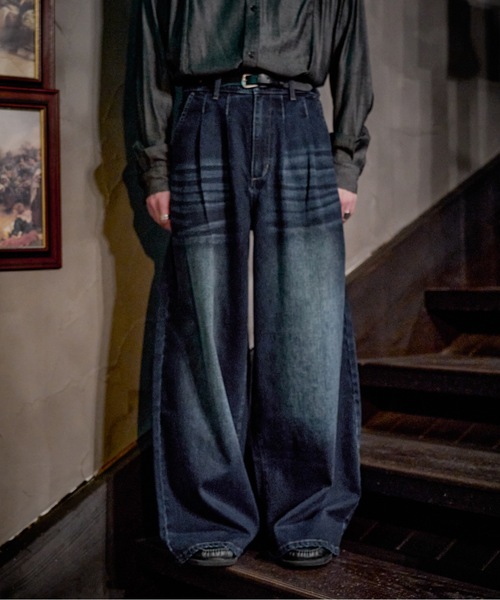 CASPER JOHN(キャスパージョン)の「Wool mix baggy denim pants/ウールミックスバギーデニムパンツ(デニムパンツ・メンズ・ブラック系/ライトインディゴブルー/ブラック系1/インディゴブルー・X-SMALL/MEDIUM/SMALL/LARGE)」の14枚目の写真