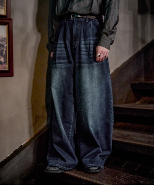 CASPER JOHN(キャスパージョン)の「Wool mix baggy denim pants/ウールミックスバギーデニムパンツ(デニムパンツ・メンズ・ブラック系/ライトインディゴブルー/ブラック系1/インディゴブルー・X-SMALL/MEDIUM/SMALL/LARGE)」の15枚目の写真