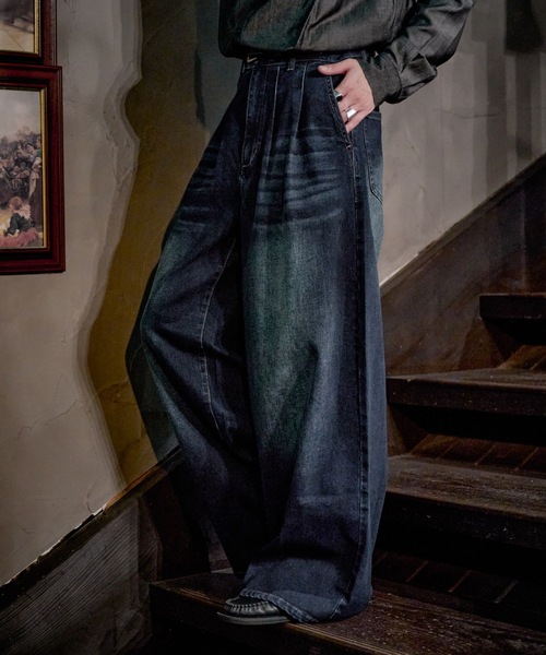 CASPER JOHN(キャスパージョン)の「Wool mix baggy denim pants/ウールミックスバギーデニムパンツ(デニムパンツ・メンズ・ブラック系/ライトインディゴブルー/ブラック系1/インディゴブルー・X-SMALL/MEDIUM/SMALL/LARGE)」の16枚目の写真