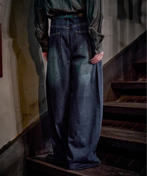 CASPER JOHN(キャスパージョン)の「Wool mix baggy denim pants/ウールミックスバギーデニムパンツ(デニムパンツ・メンズ・ブラック系/ライトインディゴブルー/ブラック系1/インディゴブルー・X-SMALL/MEDIUM/SMALL/LARGE)」の17枚目の写真
