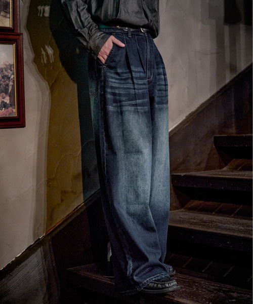CASPER JOHN(キャスパージョン)の「Wool mix baggy denim pants/ウールミックスバギーデニムパンツ(デニムパンツ・メンズ・ブラック系/ライトインディゴブルー/ブラック系1/インディゴブルー・X-SMALL/MEDIUM/SMALL/LARGE)」の18枚目の写真