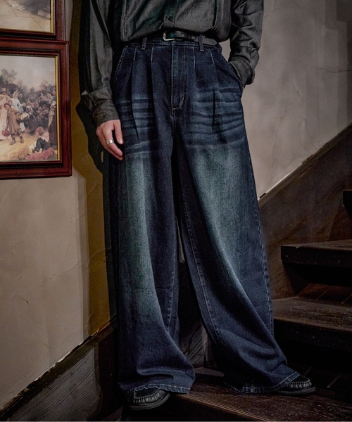 CASPER JOHN(キャスパージョン)の「Wool mix baggy denim pants/ウールミックスバギーデニムパンツ(デニムパンツ・メンズ・ブラック系/ライトインディゴブルー/ブラック系1/インディゴブルー・X-SMALL/MEDIUM/SMALL/LARGE)」の19枚目の写真