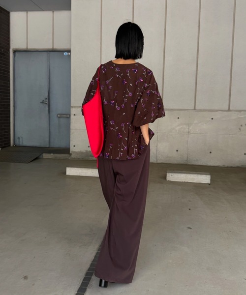 Ameri(アメリ)の「LUCIA BERRY EMBROIDERY SEER GOWN(シャツ/ブラウス・レディース・ホワイト/ブラウン・FREE)」の10枚目の写真