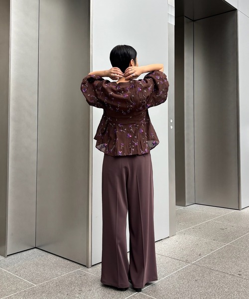 Ameri(アメリ)の「LUCIA BERRY EMBROIDERY SEER GOWN(シャツ/ブラウス・レディース・ホワイト/ブラウン・FREE)」の20枚目の写真