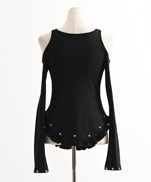 TRAVAS TOKYO(トラバス トウキョウ)の「『TRAVAS TOKYO/トラバス トーキョー』ゴシックロゴオフショルトップス(Tシャツ/カットソー・レディース・ブラック×ホワイト/ブラック×ピンク・FREE)」の20枚目の写真
