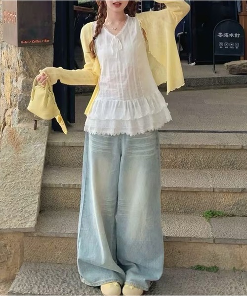 AsheKsha(アシクシャ)の「レースレース付きノースリーブトップス(タンクトップ・レディース・ホワイト・M)」の17枚目の写真