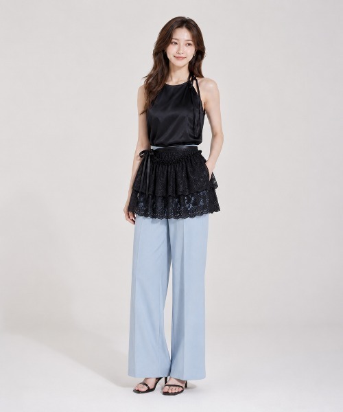 KONVINI(コンビニ)の「【KONVINI select】レースラップスカート レディース レイヤードスカート 重ね着 バレエコア シアー 韓国ファッション(スカート・レディース・ホワイト/ブラック・FREE)」の8枚目の写真
