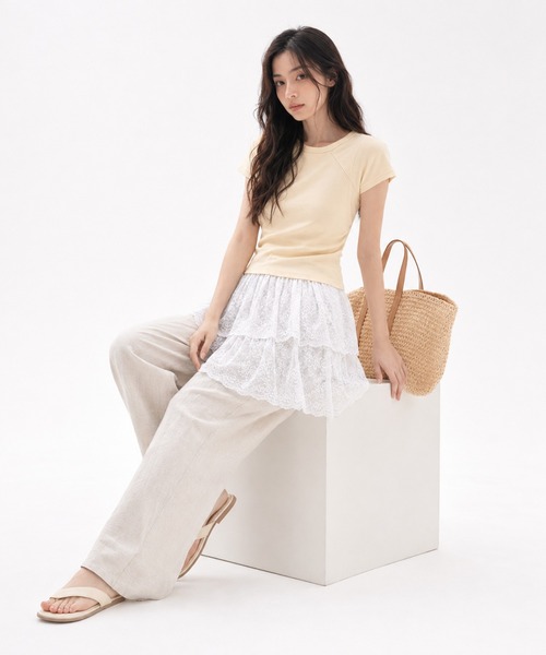 KONVINI(コンビニ)の「【KONVINI select】レースラップスカート レディース レイヤードスカート 重ね着 バレエコア シアー 韓国ファッション(スカート・レディース・ホワイト/ブラック・FREE)」の20枚目の写真