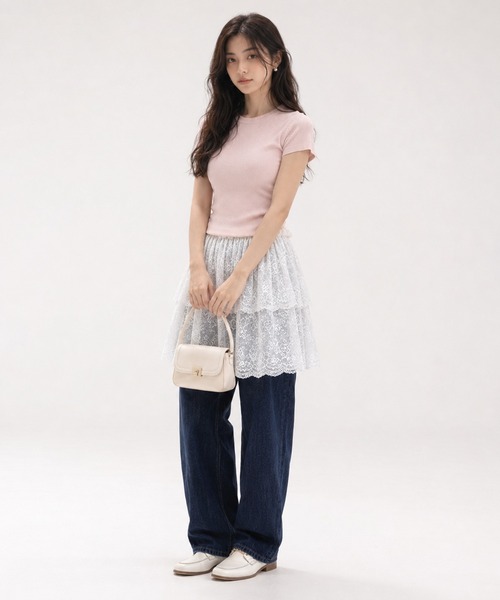 KONVINI(コンビニ)の「【KONVINI select】レースラップスカート レディース レイヤードスカート 重ね着 バレエコア シアー 韓国ファッション(スカート・レディース・ホワイト/ブラック・FREE)」の21枚目の写真