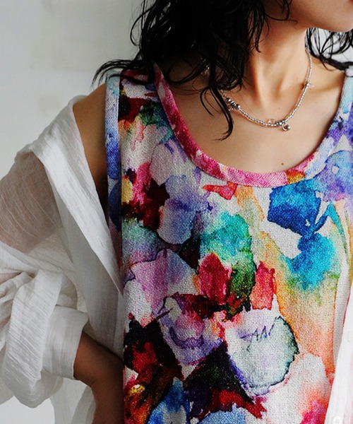 antiqua(アンティカ)の「花柄 水彩柄 レイヤード タンクトップ(タンクトップ・レディース・その他・ONESIZE)」の18枚目の写真
