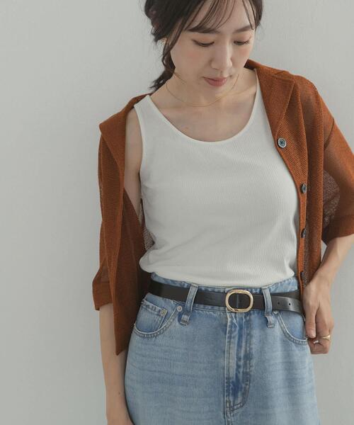 URBAN RESEARCH DOORS(アーバンリサーチドアーズ)の「テレコタンクトップ(タンクトップ・レディース・ブラック/オフホワイト/モカ・FREE)」の16枚目の写真