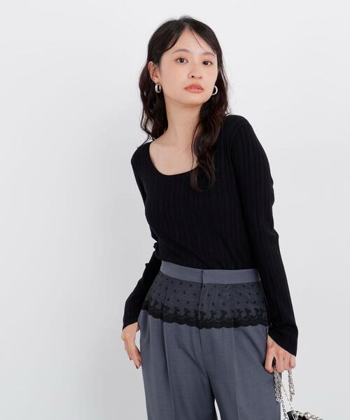 N.(N. Natural Beauty Basic)(エヌエヌナチュラルビューティーベーシック)の「アイレットニット(ニット/セーター・レディース・オフホワイト/イエロー/ブラック・フリ-)」の11枚目の写真