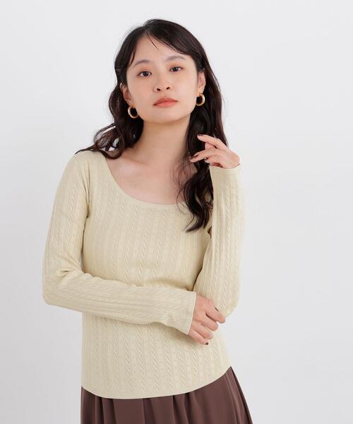 N.(N. Natural Beauty Basic)(エヌエヌナチュラルビューティーベーシック)の「アイレットニット(ニット/セーター・レディース・オフホワイト/イエロー/ブラック・フリ-)」の15枚目の写真
